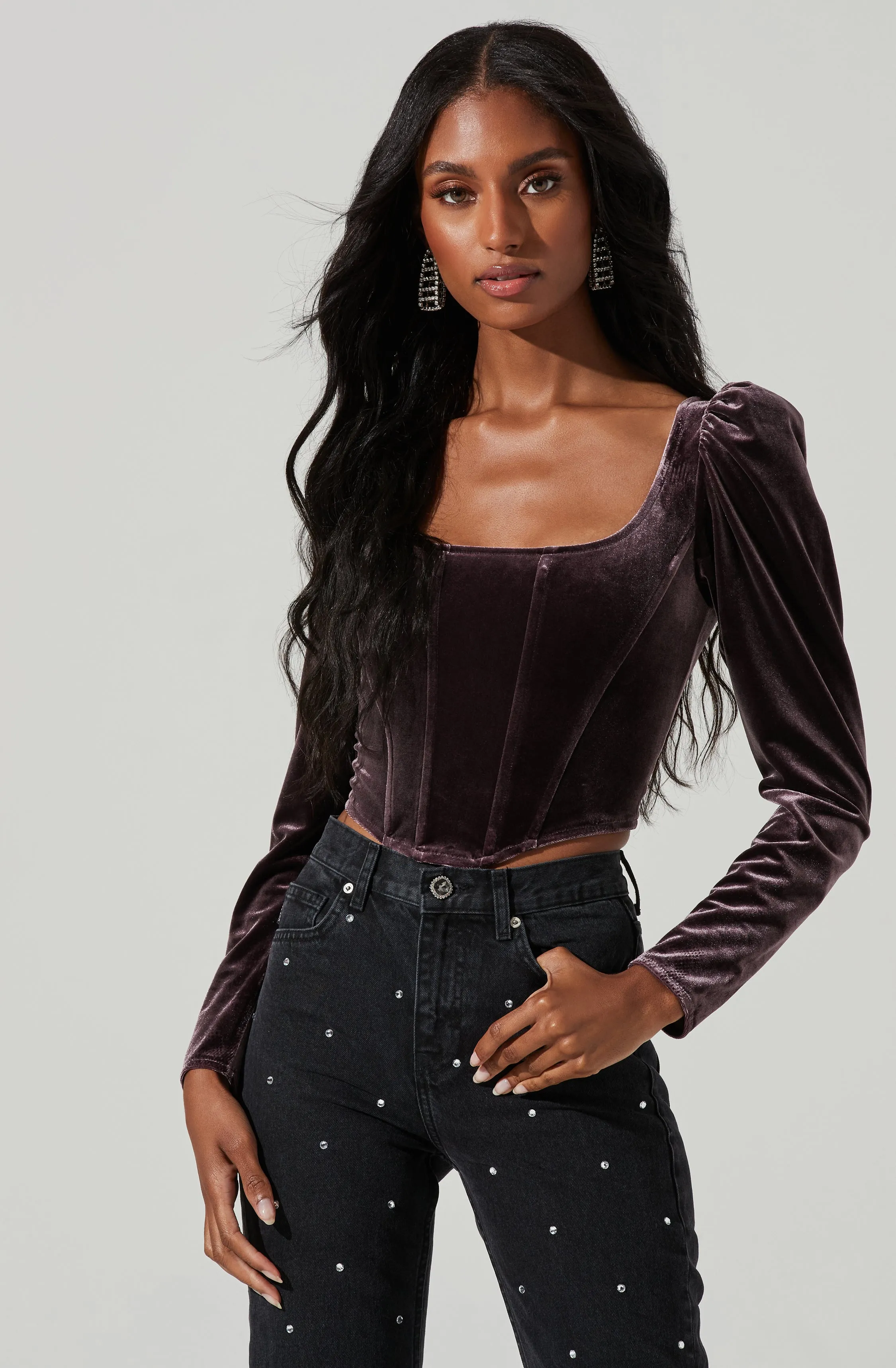 Ashbury Velvet Corset Long Sleeve Top