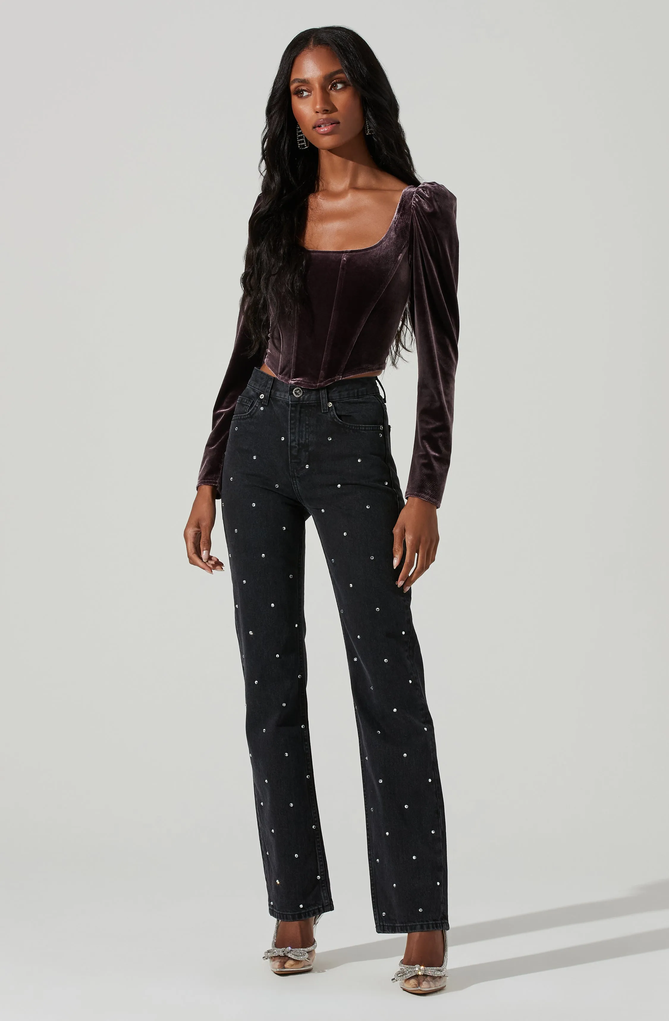 Ashbury Velvet Corset Long Sleeve Top