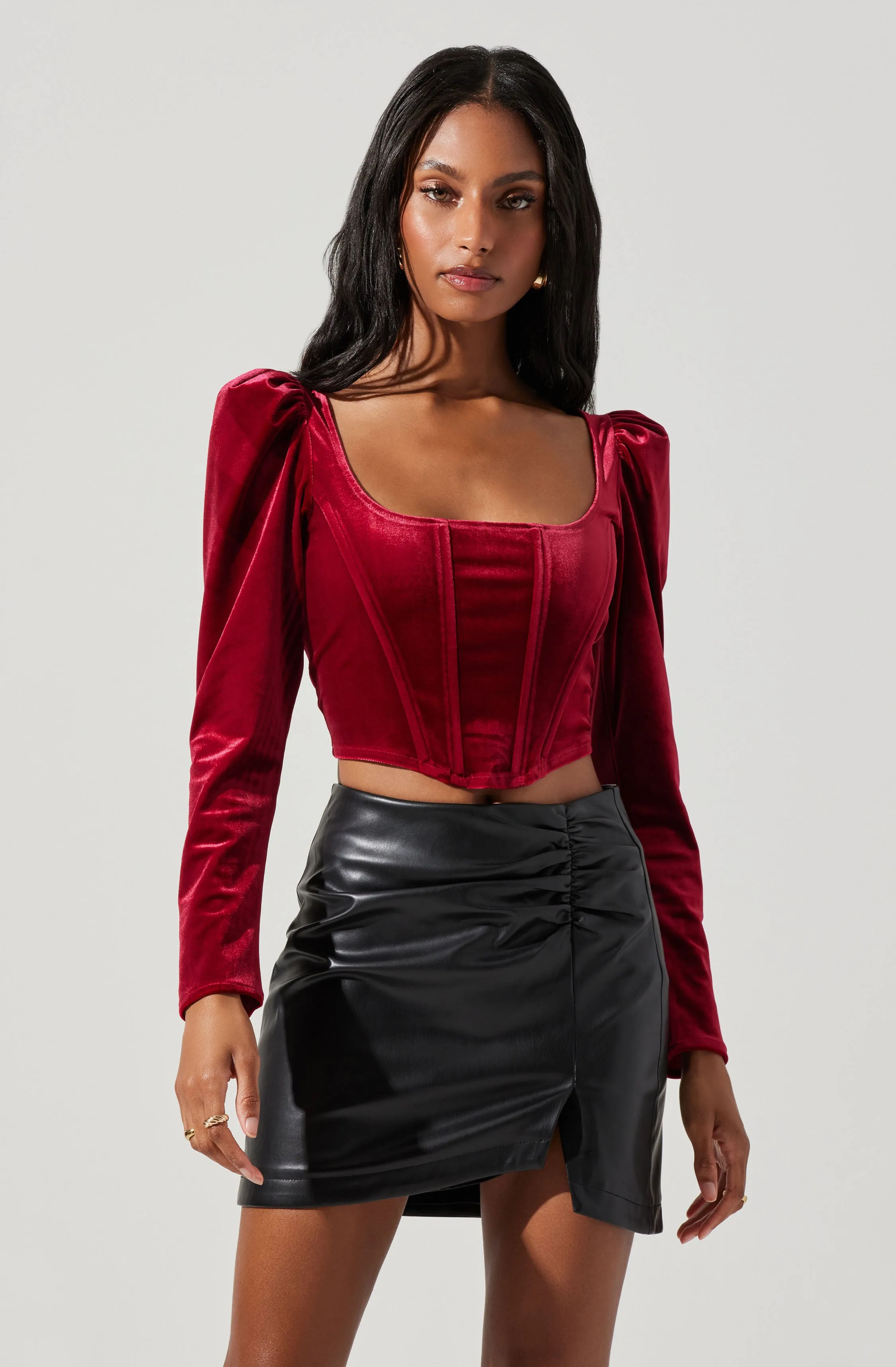 Ashbury Velvet Corset Long Sleeve Top