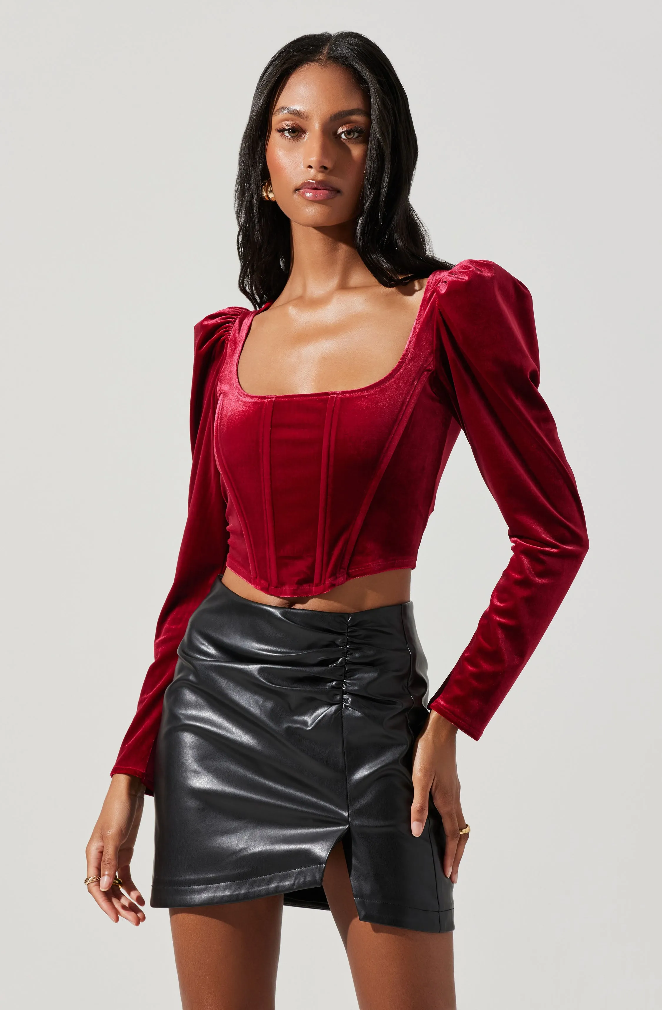 Ashbury Velvet Corset Long Sleeve Top