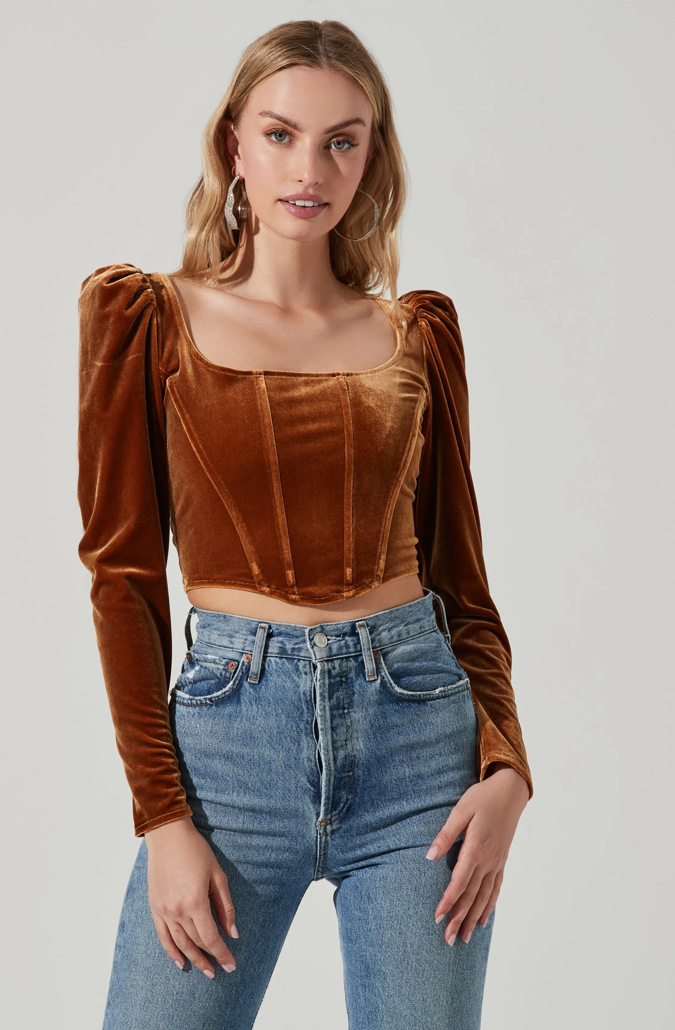 Ashbury Velvet Corset Long Sleeve Top