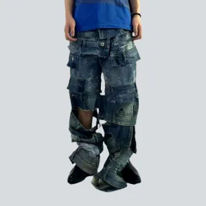 Baggy men mid-waist jeans