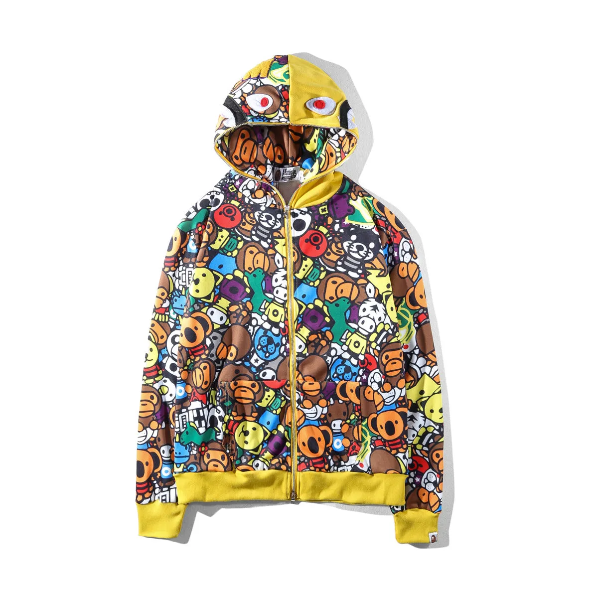 Bape Shark Unisex Hoodie Casual Cartoon Ape Bape Full Zipper Hoodie Jacket