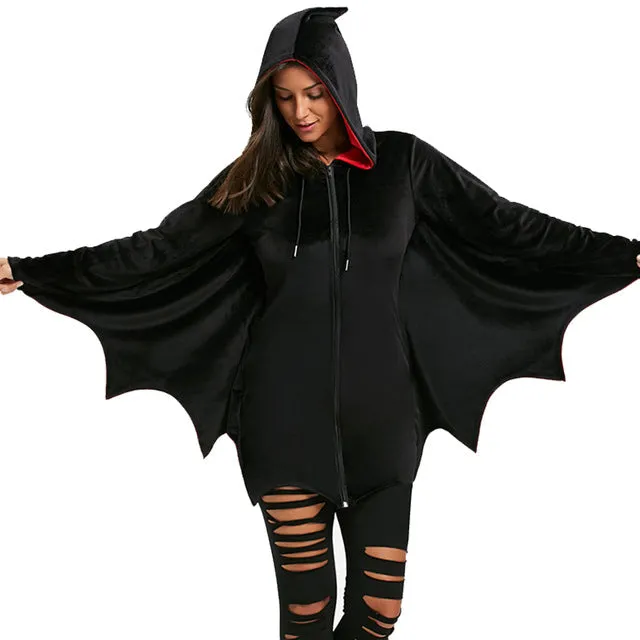 Bat Wing Hooded Sweatshirts Halloween Fashion