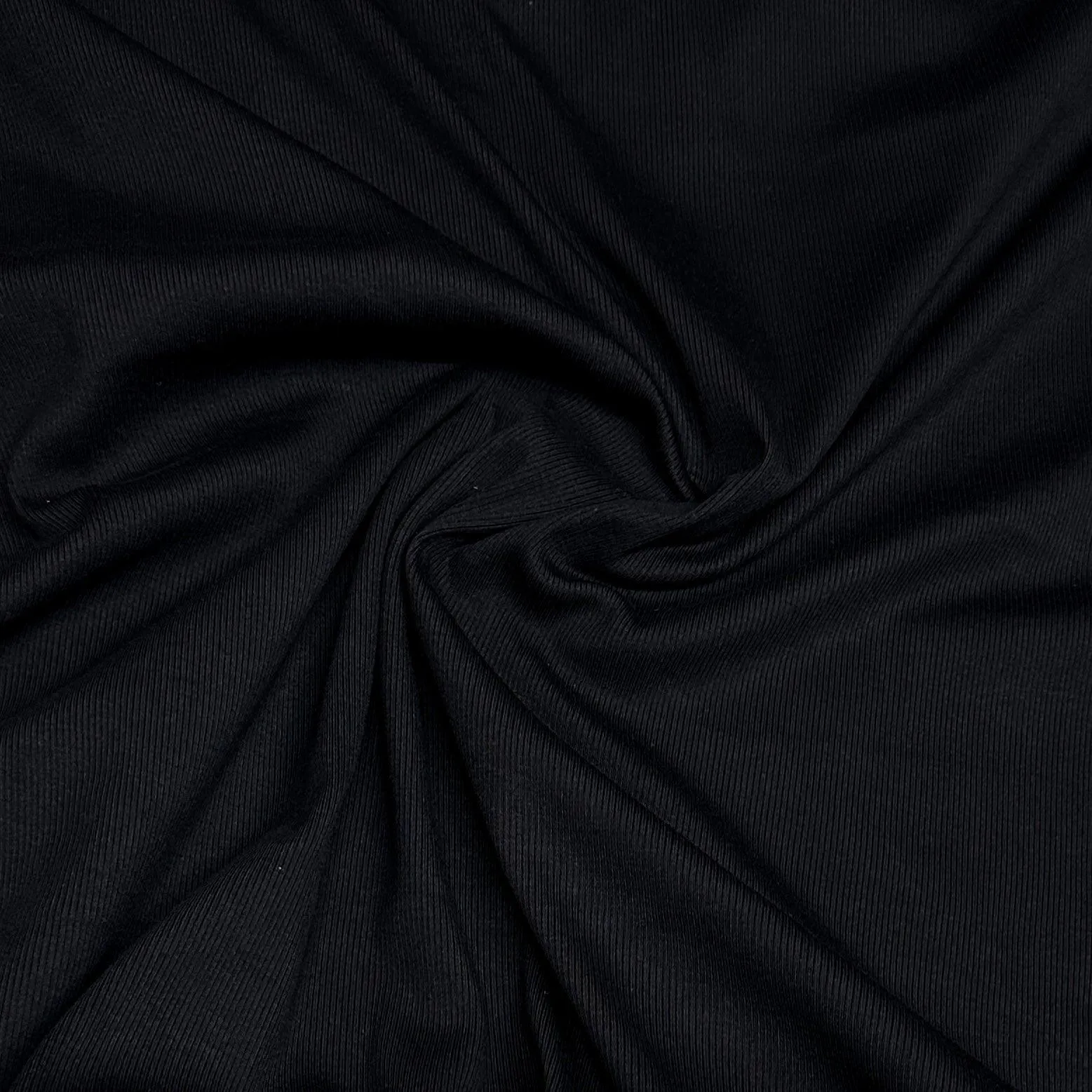 Black Cotton/Spandex Rib Knit Fabric - 2x1