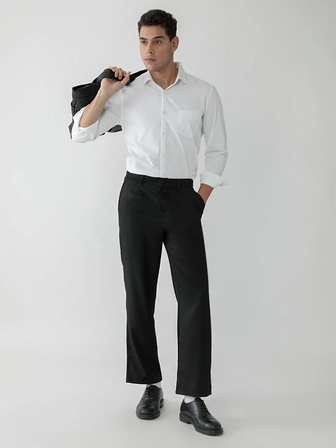 Black Plain Smart Trousers