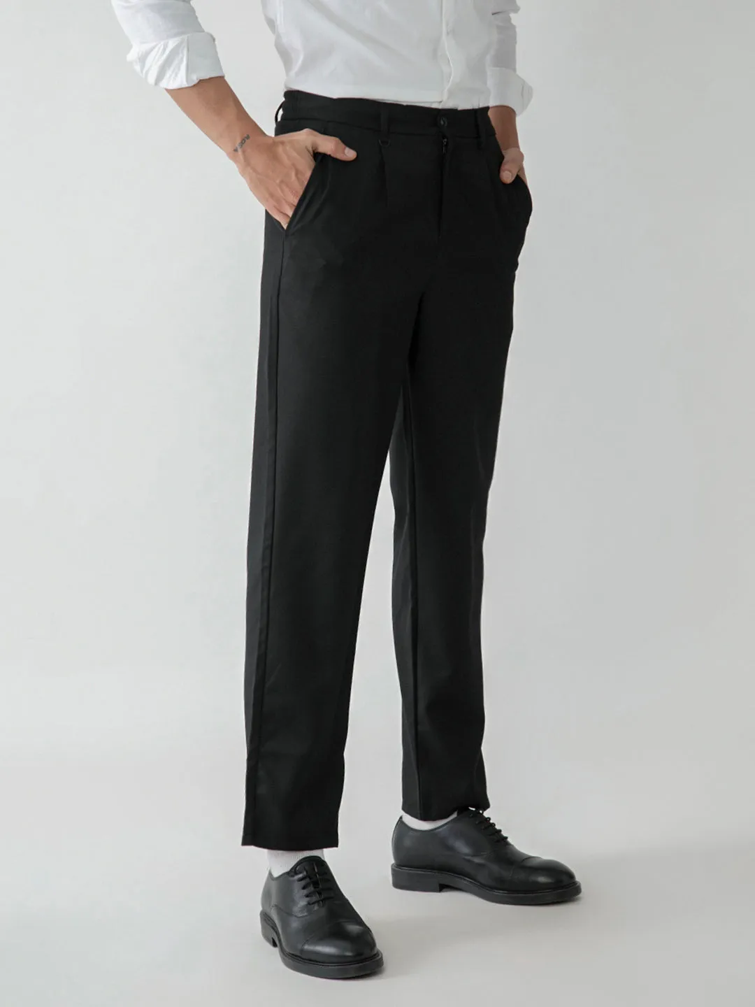 Black Plain Smart Trousers