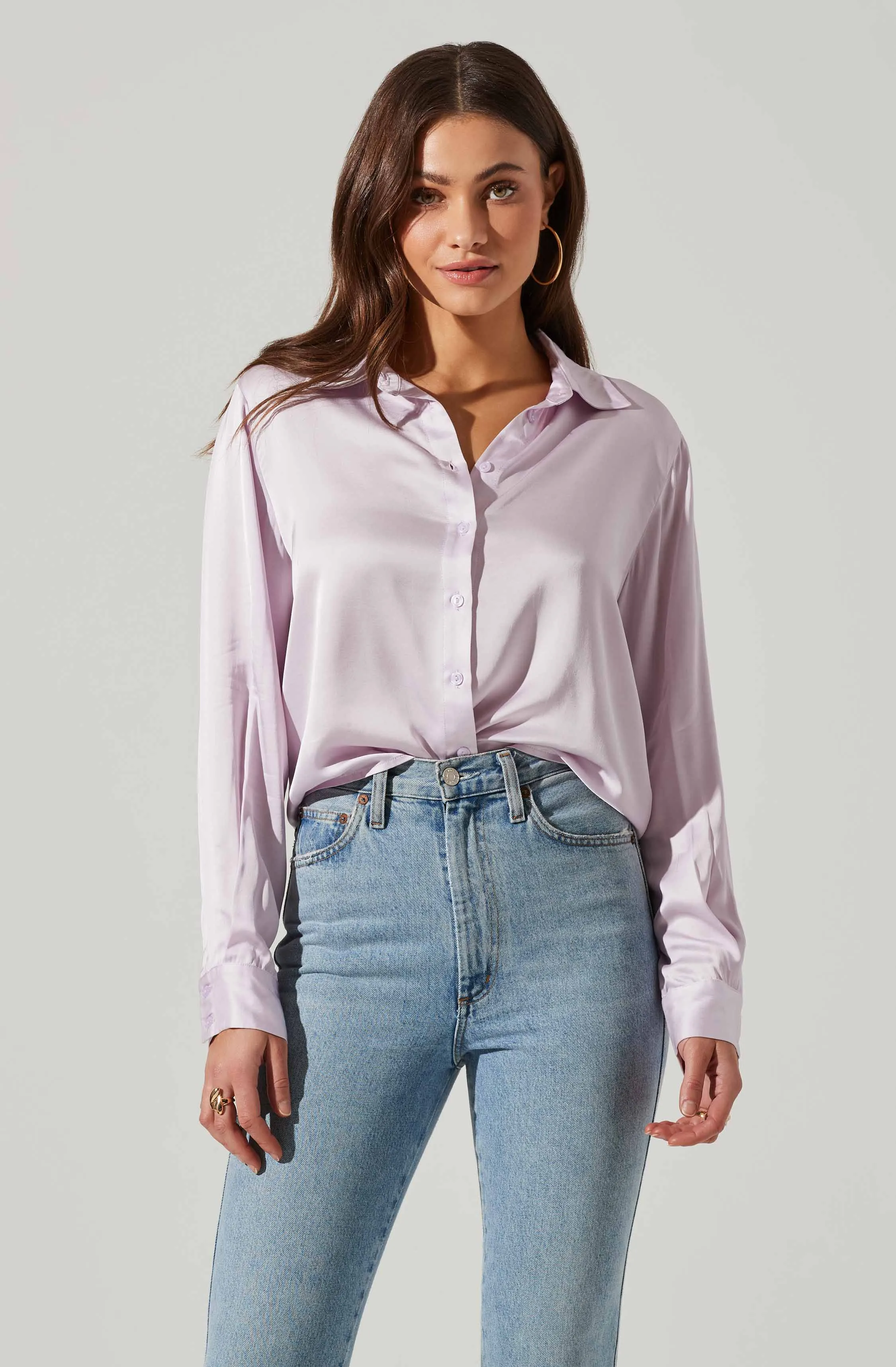 Bradford Satin Open Back Long Sleeve Top