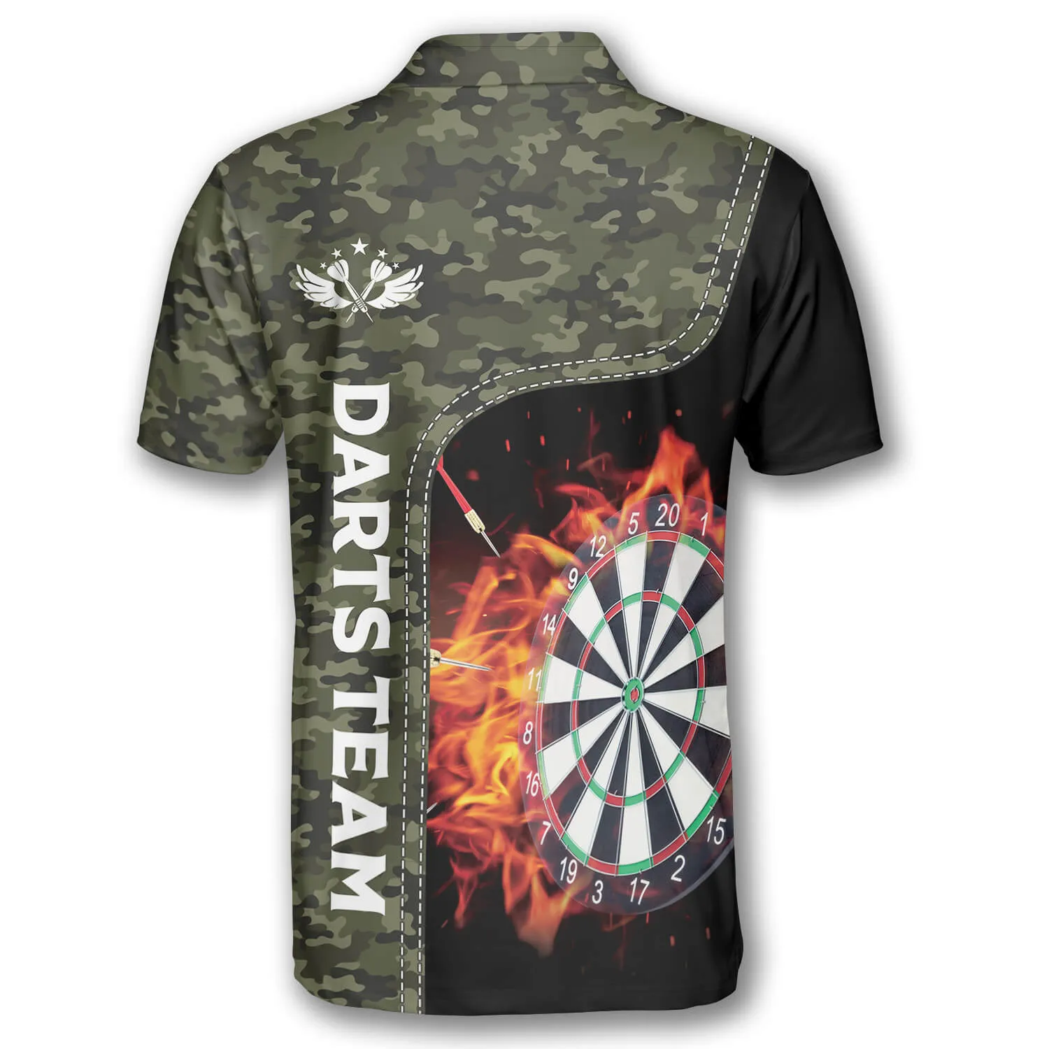 Camouflage Dart Board Fire Flame Custom Darts Shirts for Men, Dart Shirt