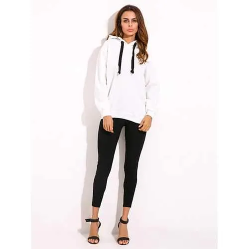 Casual Women Drawstring Long Sleeve Zipper Hem Hoodies