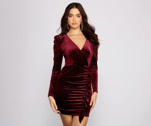 Char Formal Velvet Charming Glitter Mini Dress