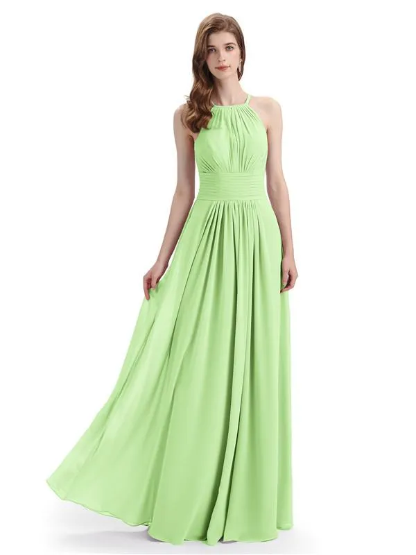 Charming Halter Floor Length Bridesmaid Dresses