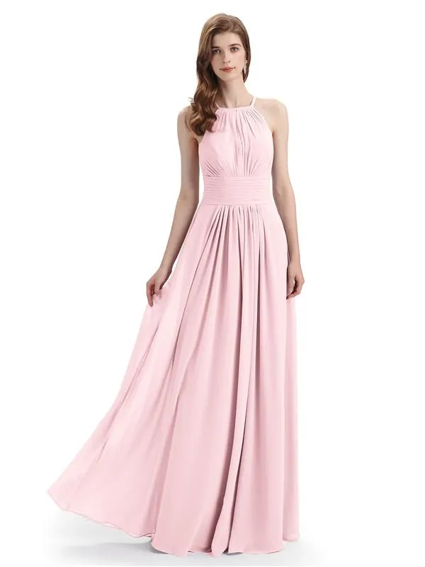 Charming Halter Floor Length Bridesmaid Dresses