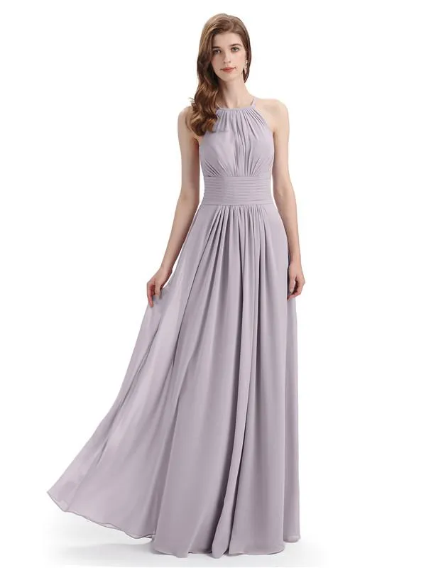 Charming Halter Floor Length Bridesmaid Dresses