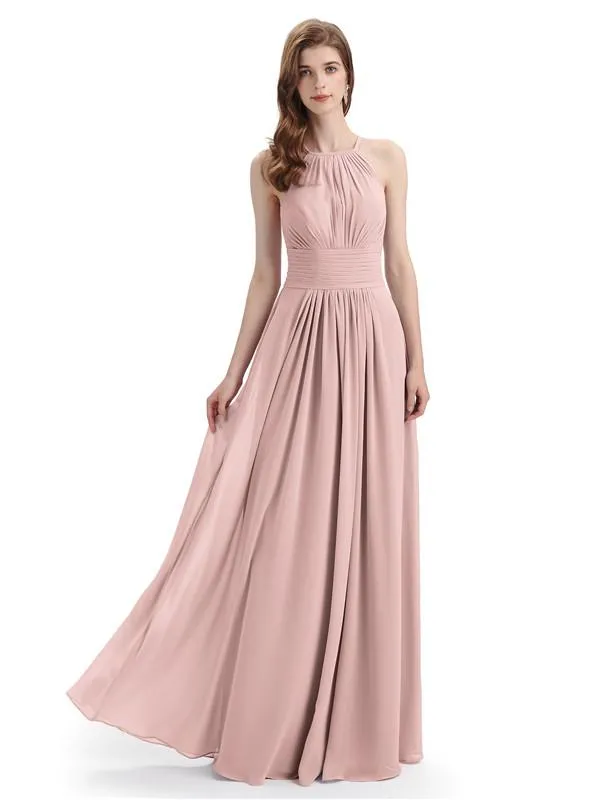 Charming Halter Floor Length Bridesmaid Dresses