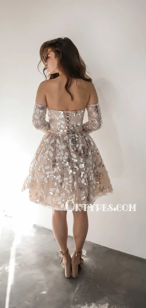 Charming Straight A-line Lace Homecoming Dresses, HDS0056