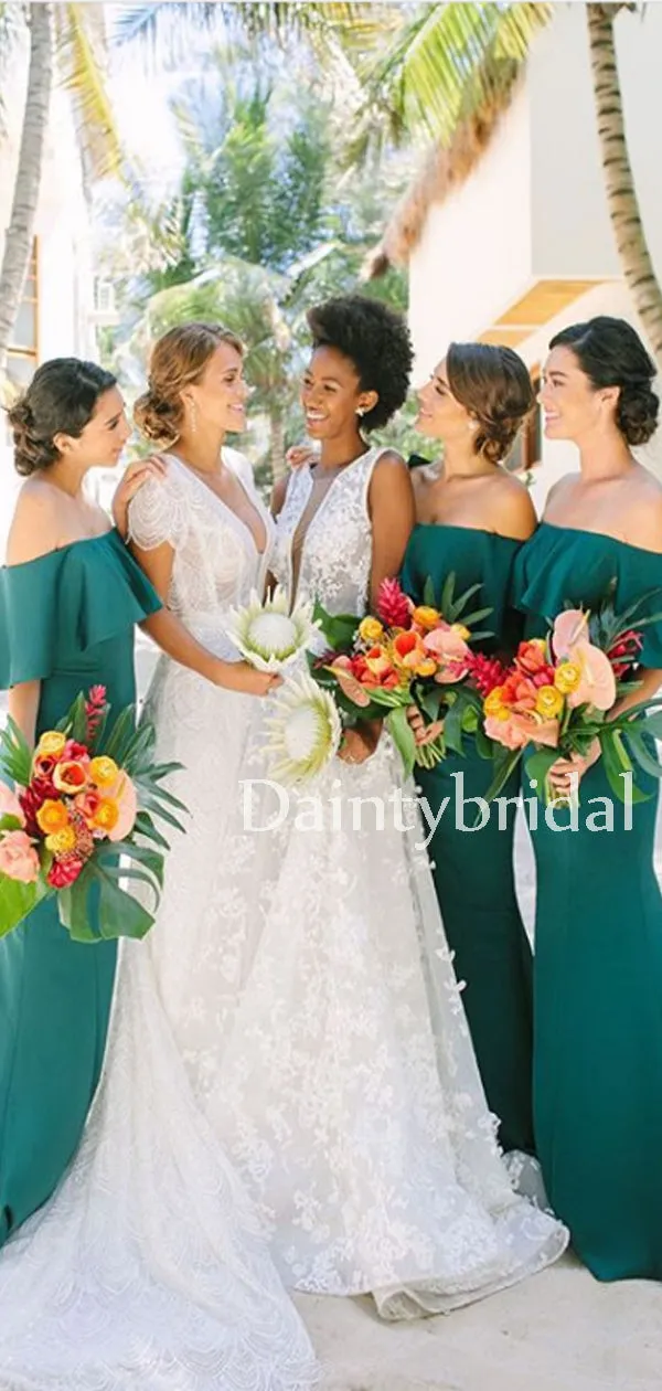 Charming Straight Mermaid Soft Satin Long Bridesmaid Dresses.DB10650