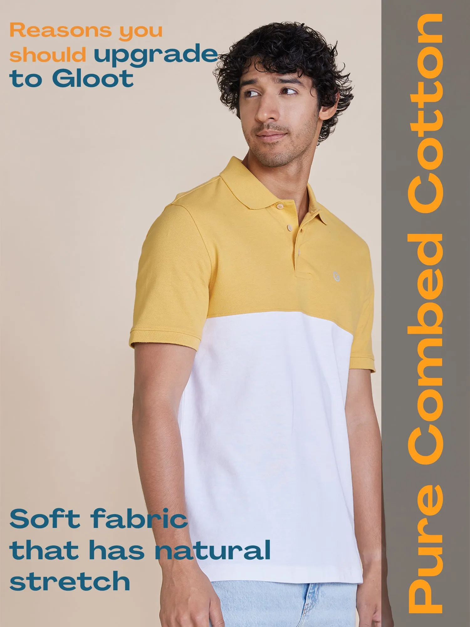 Color Block Polo T-Shirt Yellow