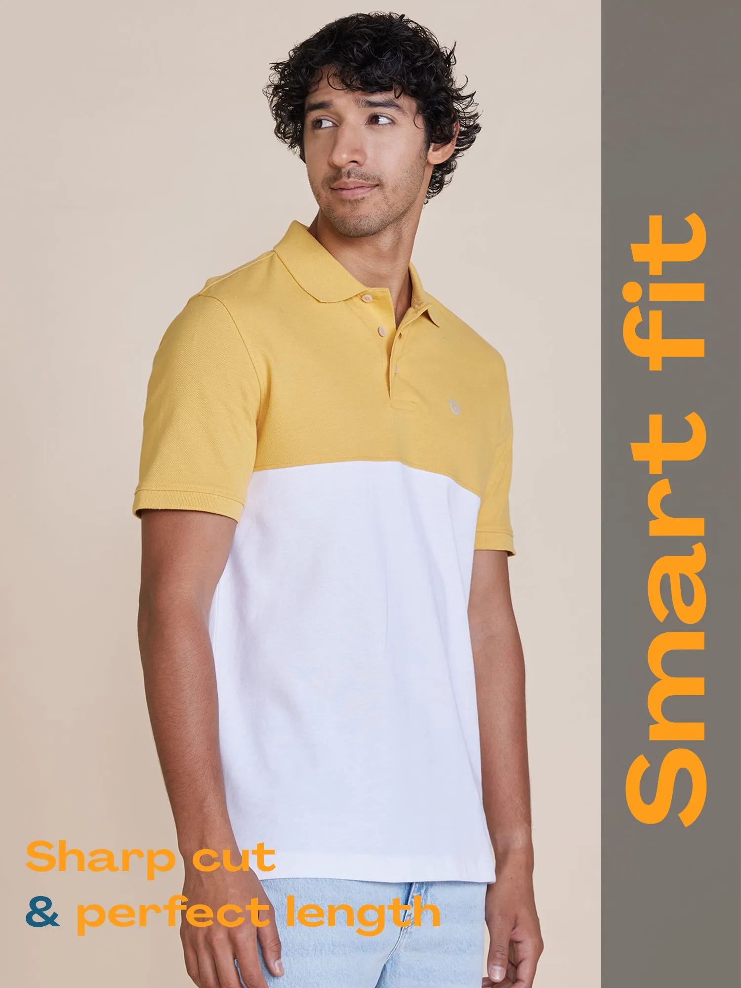 Color Block Polo T-Shirt Yellow