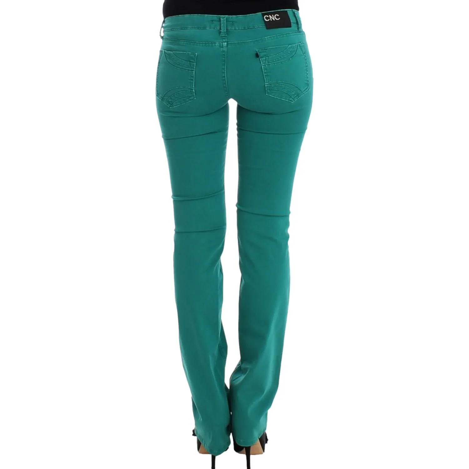 Costume National Chic Green Straight Leg Jeans for Sophisticated Style