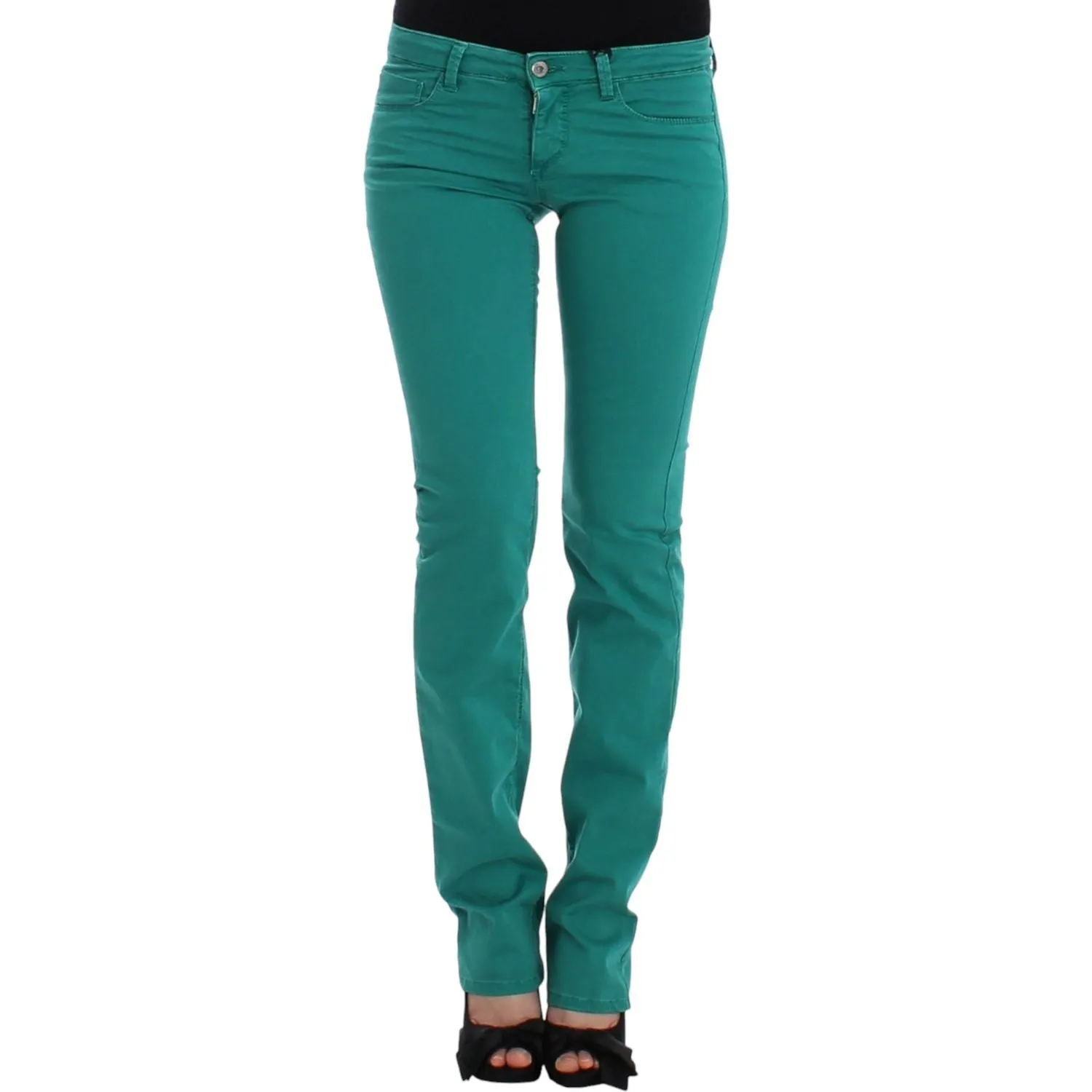 Costume National Chic Green Straight Leg Jeans for Sophisticated Style