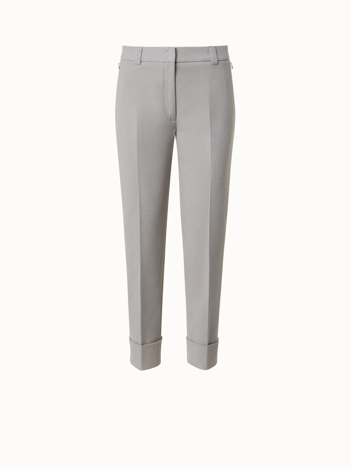 Cotton Silk Double-Face Cropped Tapered Pants