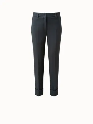 Cotton Silk Stretch Cropped Tapered Pants