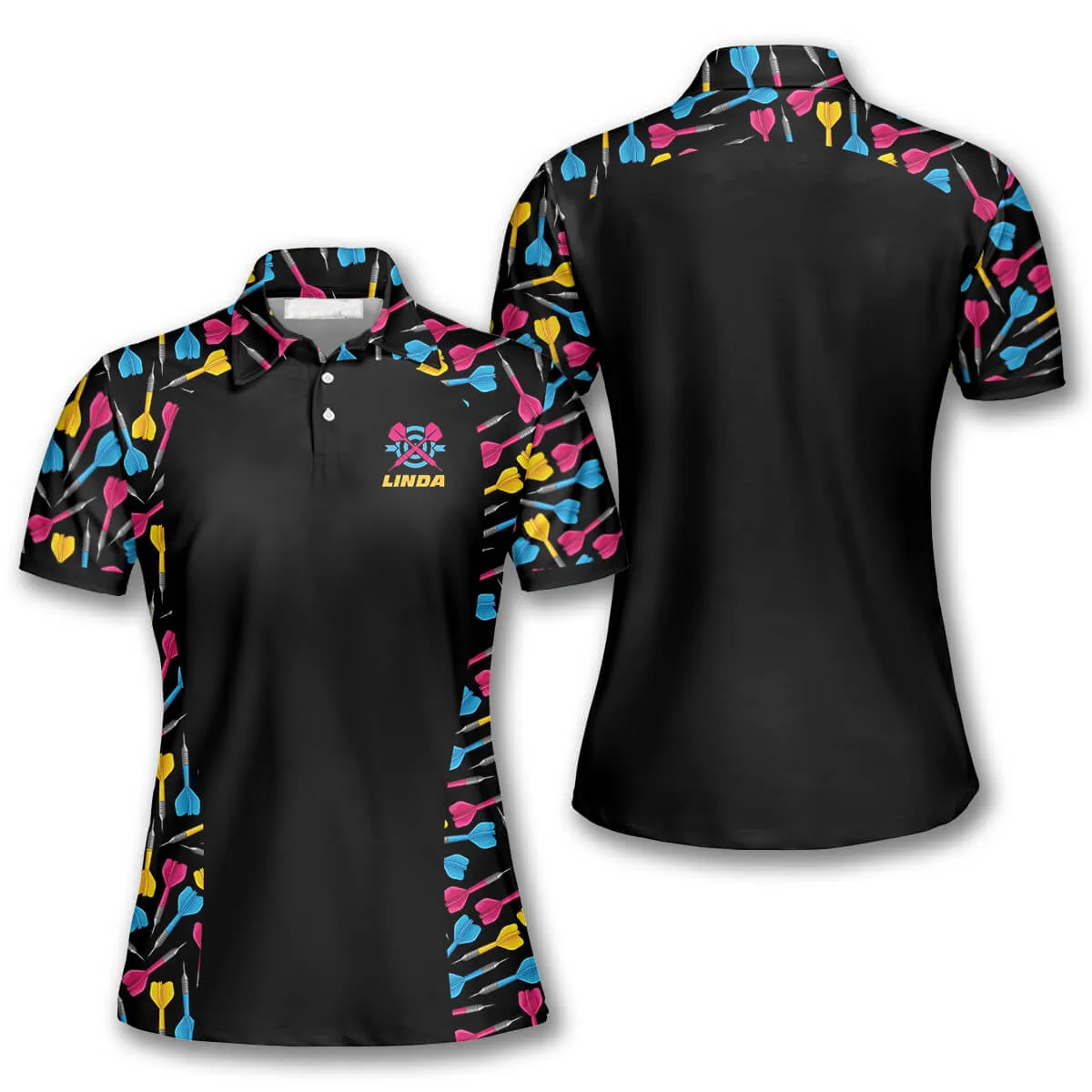 Darts Arrow Pattern Colorful Lines Custom Darts Shirts for Women, Shirt for Dart Player