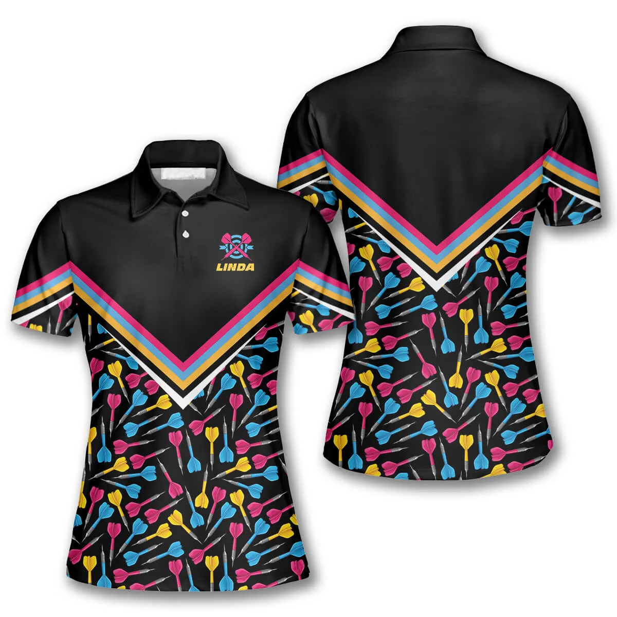 Darts Arrow Pattern Colorful Lines Custom Darts Shirts for Women, Shirt for Dart Player