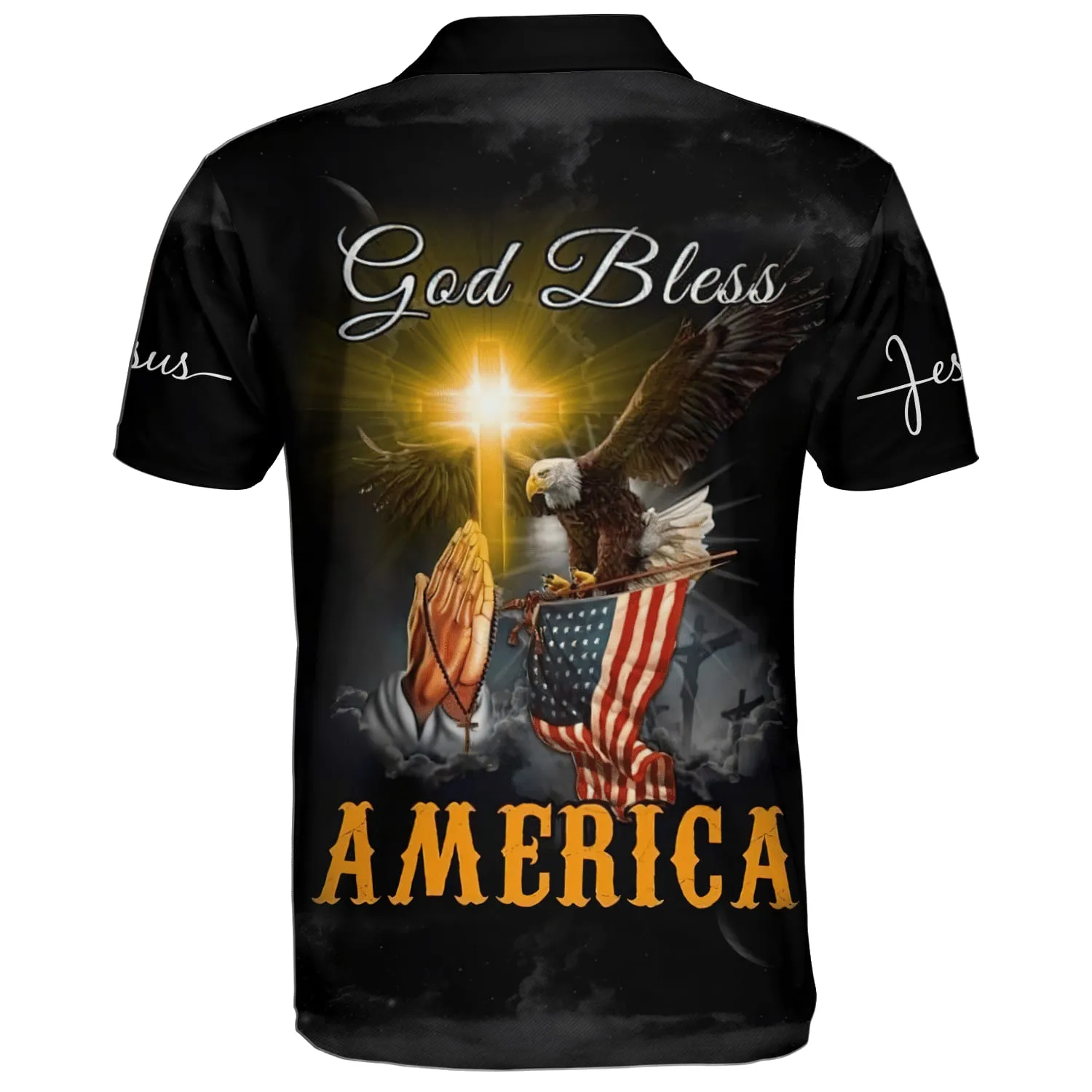 Eagle God Bless America Polo Shirt - Christian Shirts & Shorts