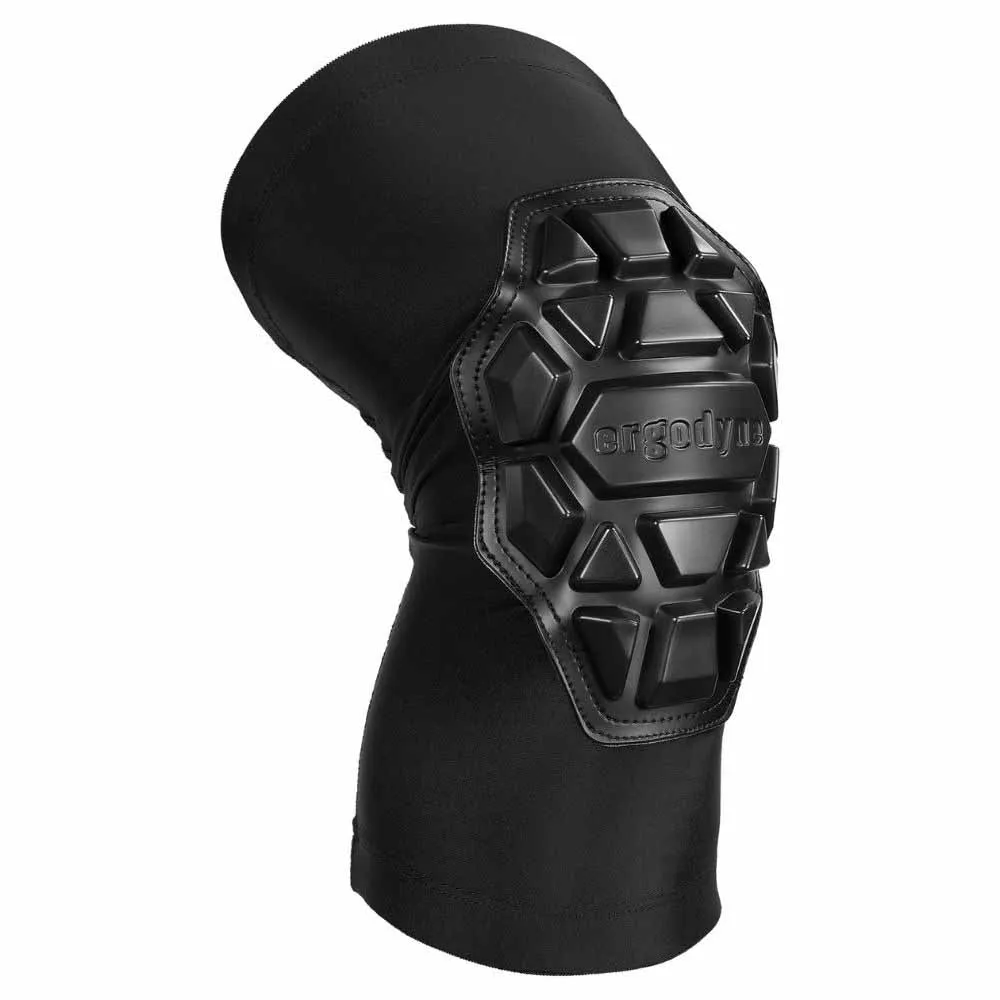 Ergodyne 18551 550 M/L Black Padded Knee Sleeves 3-Layer Foam Cap Pair