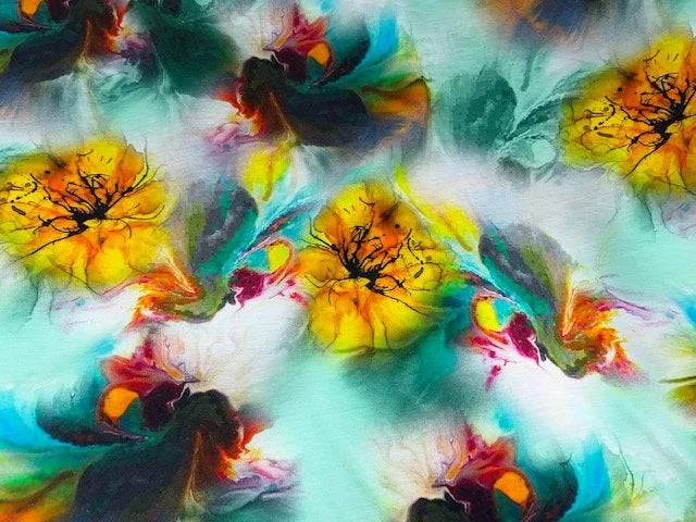 Floral Romance - Digital Faux Silk Cotton