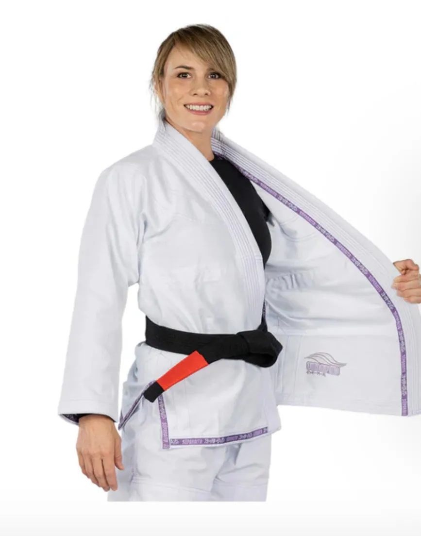 FUJI Suparaito Pearl Weave Womens BJJ Gi - White/Purple