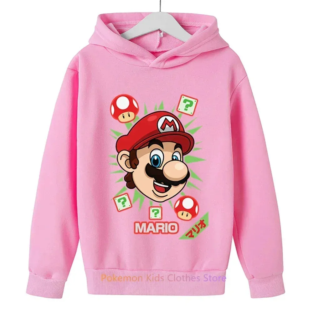 Game Super Mario bros Hoodie For Kids Tops Long Sleeve Boys Clothes Girls Baby Cartoon Children Fashion Spring Autumn Sweatshirt