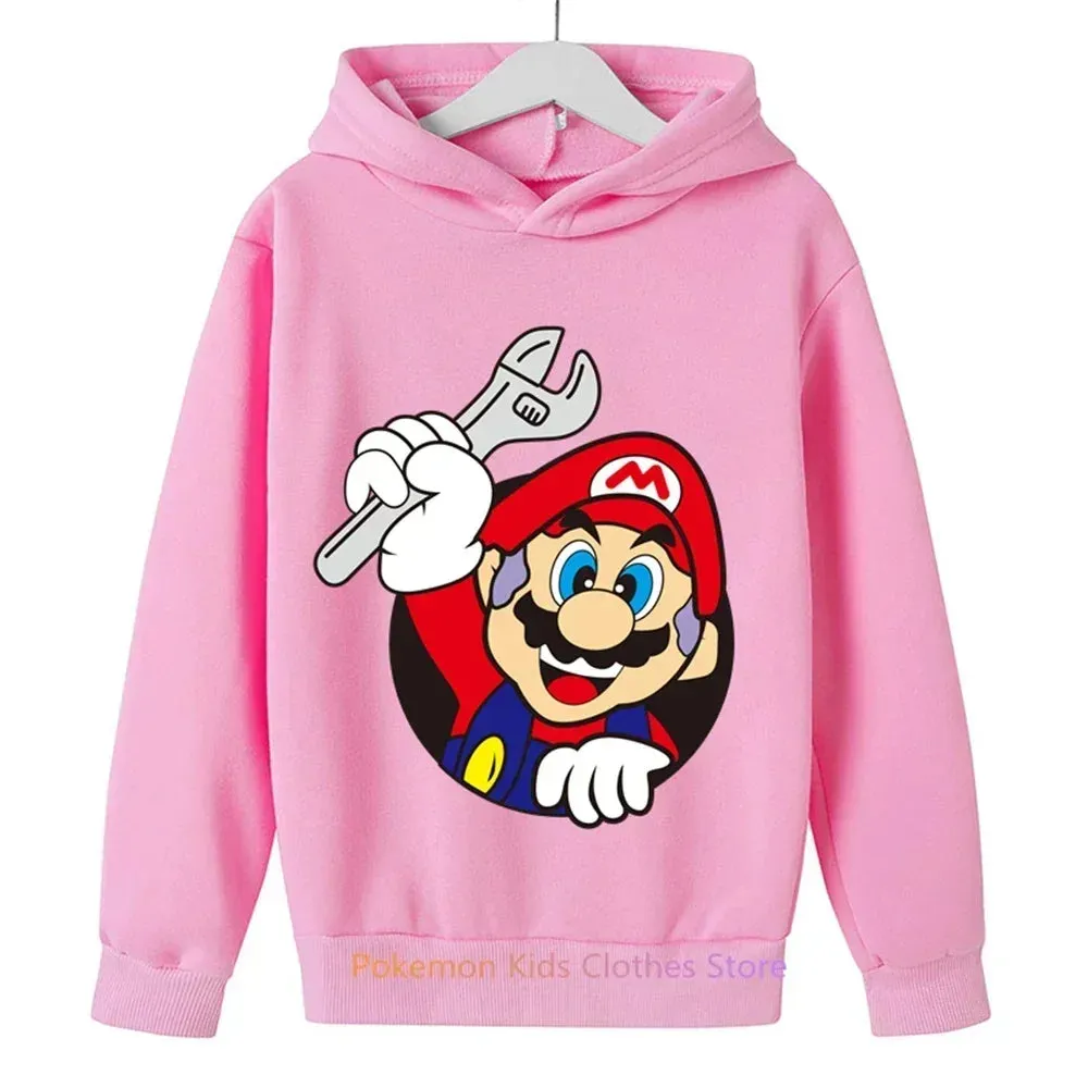 Game Super Mario bros Hoodie For Kids Tops Long Sleeve Boys Clothes Girls Baby Cartoon Children Fashion Spring Autumn Sweatshirt