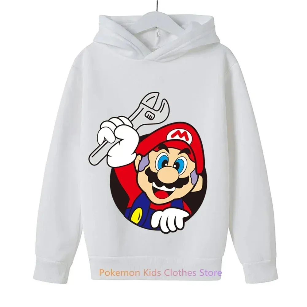 Game Super Mario bros Hoodie For Kids Tops Long Sleeve Boys Clothes Girls Baby Cartoon Children Fashion Spring Autumn Sweatshirt