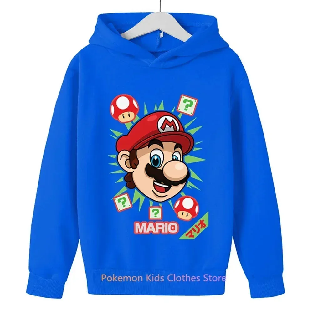 Game Super Mario bros Hoodie For Kids Tops Long Sleeve Boys Clothes Girls Baby Cartoon Children Fashion Spring Autumn Sweatshirt