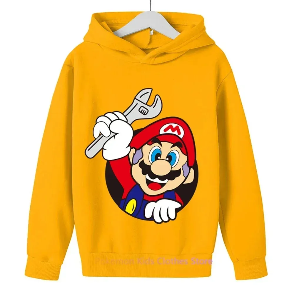 Game Super Mario bros Hoodie For Kids Tops Long Sleeve Boys Clothes Girls Baby Cartoon Children Fashion Spring Autumn Sweatshirt