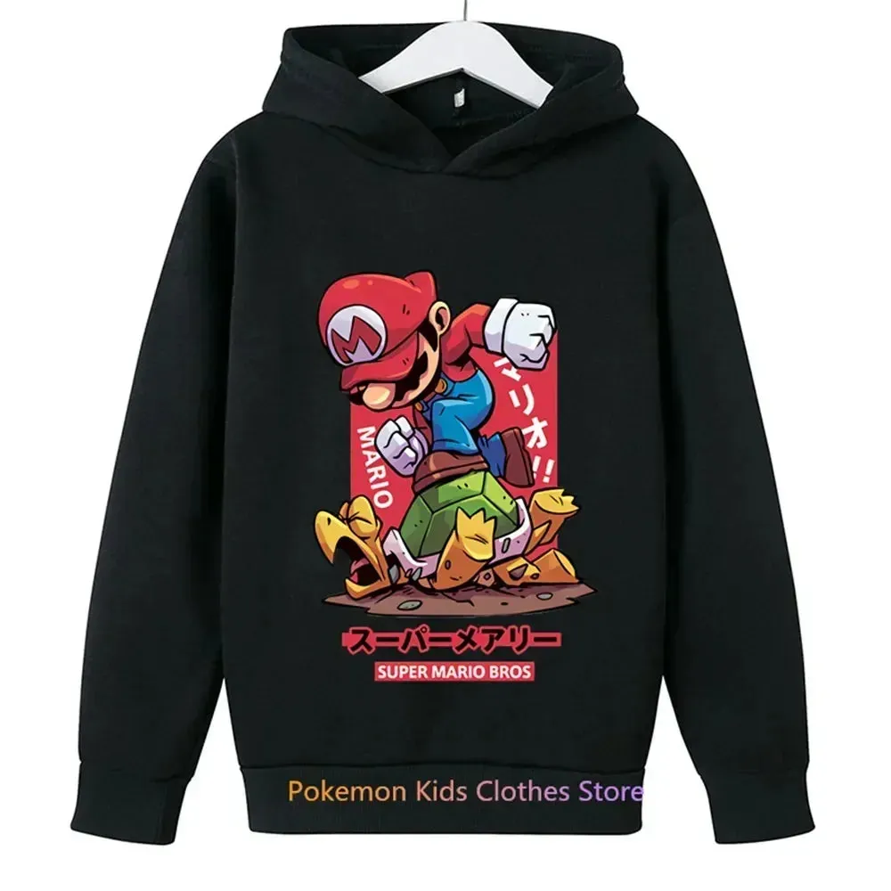 Game Super Mario bros Hoodie For Kids Tops Long Sleeve Boys Clothes Girls Baby Cartoon Children Fashion Spring Autumn Sweatshirt