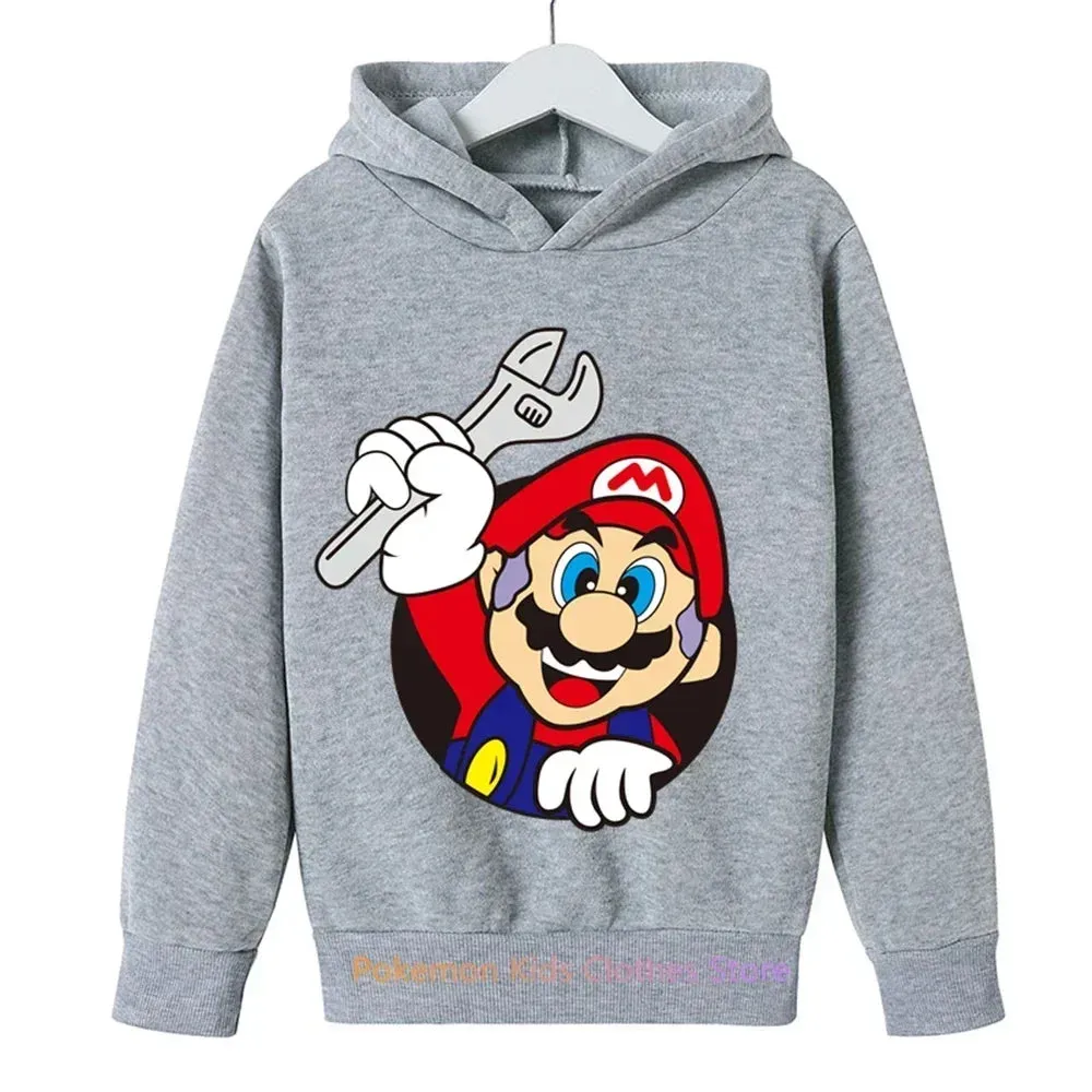 Game Super Mario bros Hoodie For Kids Tops Long Sleeve Boys Clothes Girls Baby Cartoon Children Fashion Spring Autumn Sweatshirt