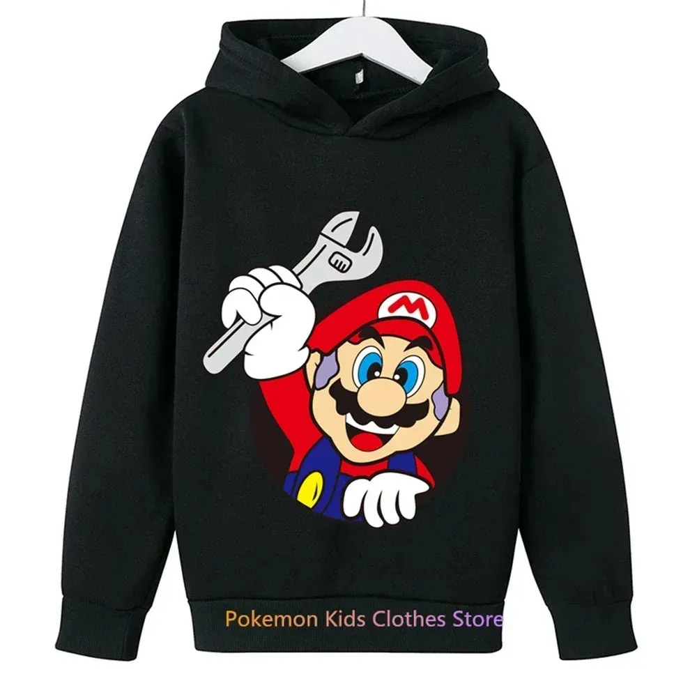 Game Super Mario bros Hoodie For Kids Tops Long Sleeve Boys Clothes Girls Baby Cartoon Children Fashion Spring Autumn Sweatshirt