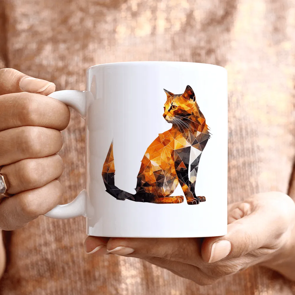 Geometric Orange Cat Design