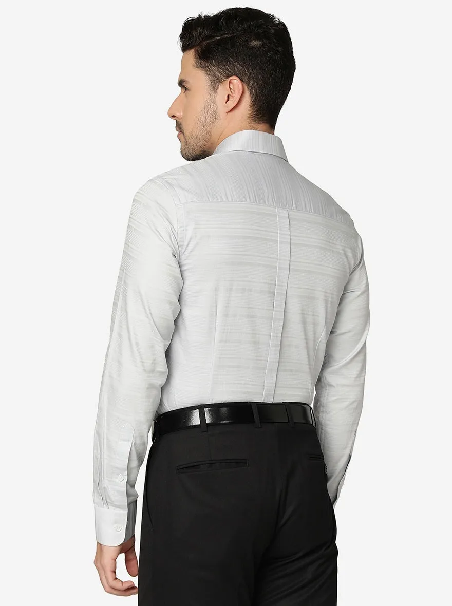 Grey Striped Slim Fit Formal Shirt | JadeBlue