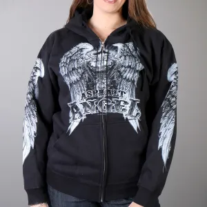 Hot Leathers GLZ4009 Women's 'Asphalt Angel' Black Zipper Hoodie