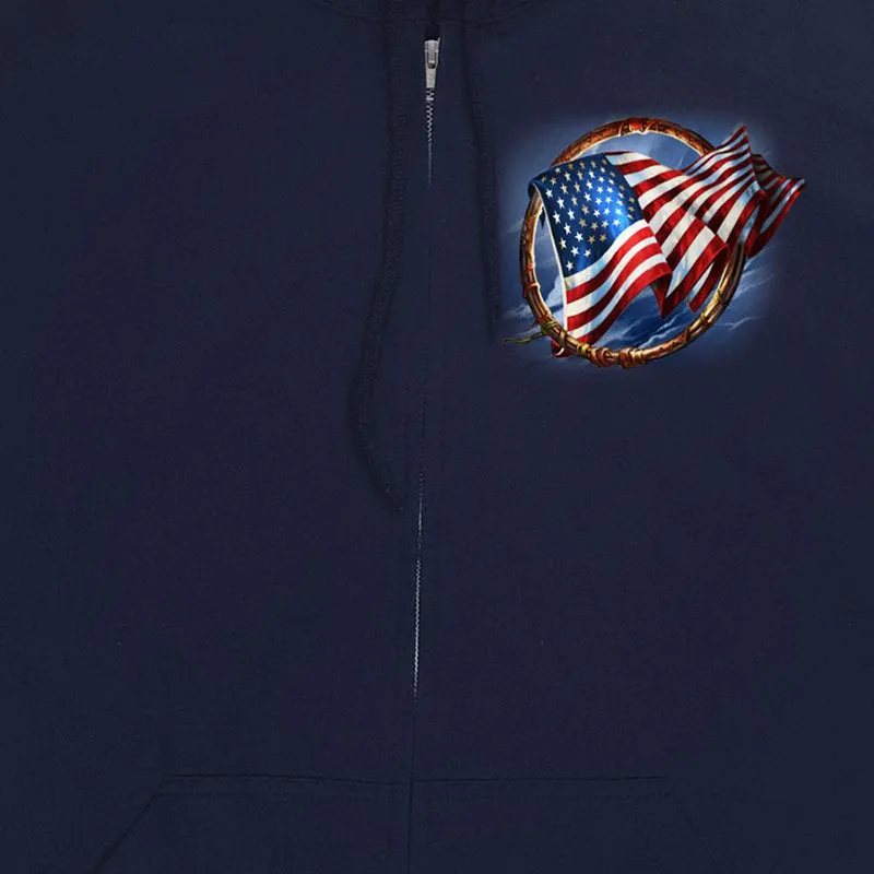 Hot Leathers GMZ4488 Men’s Hoop Eagle Zip Up Navy Hoodie Sweatshirt