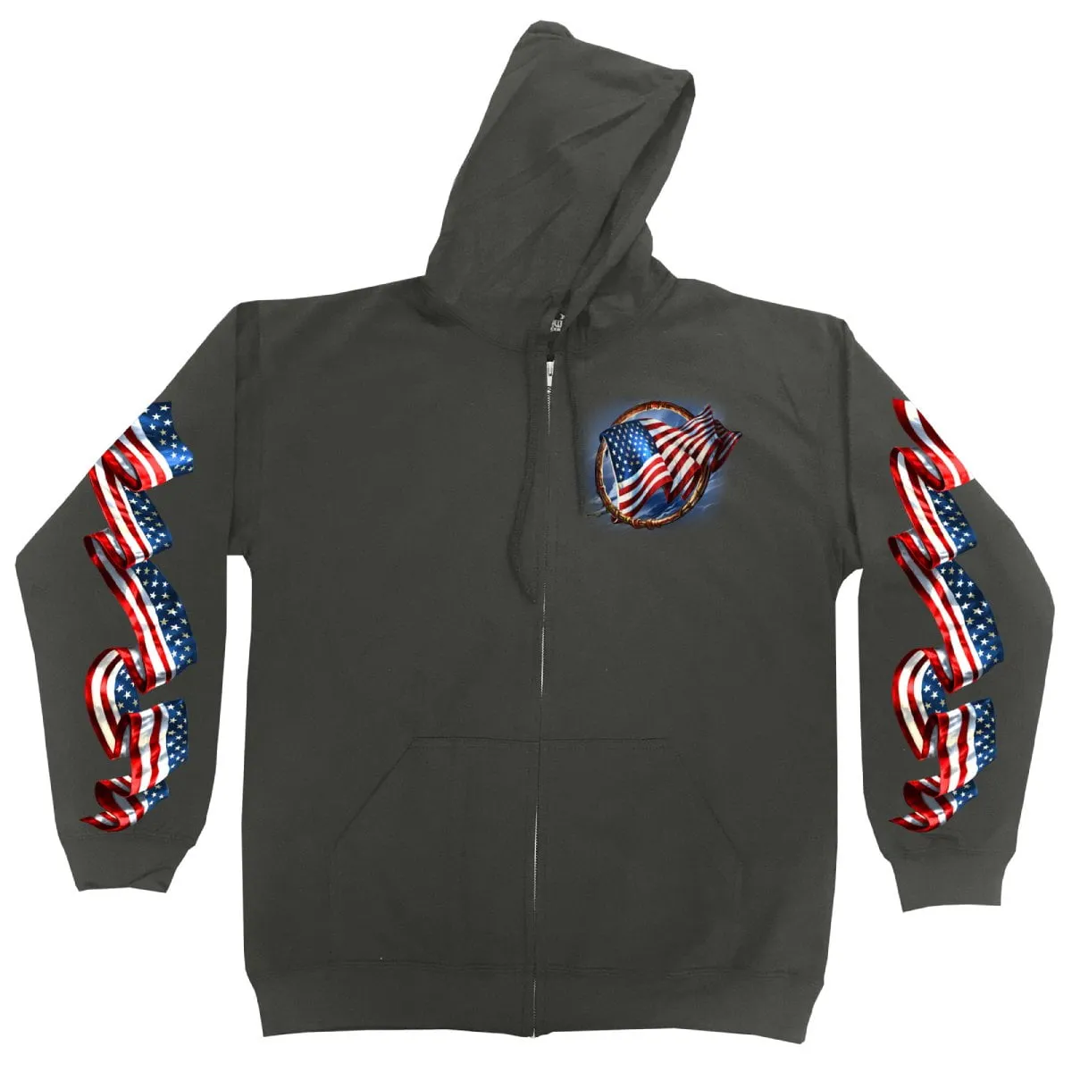 Hot Leathers GMZ4532 Men’s Charcoal 'Hoop Eagle Hoodie'