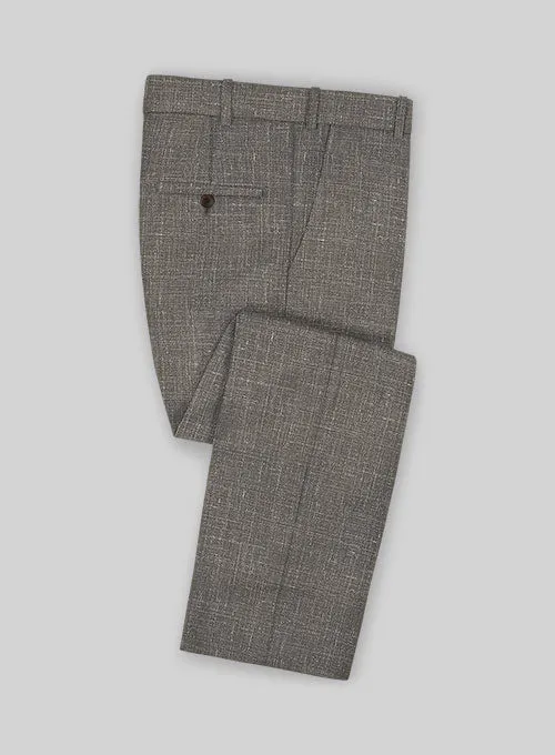 Italian Murano Mud Brown Wool Linen Pants