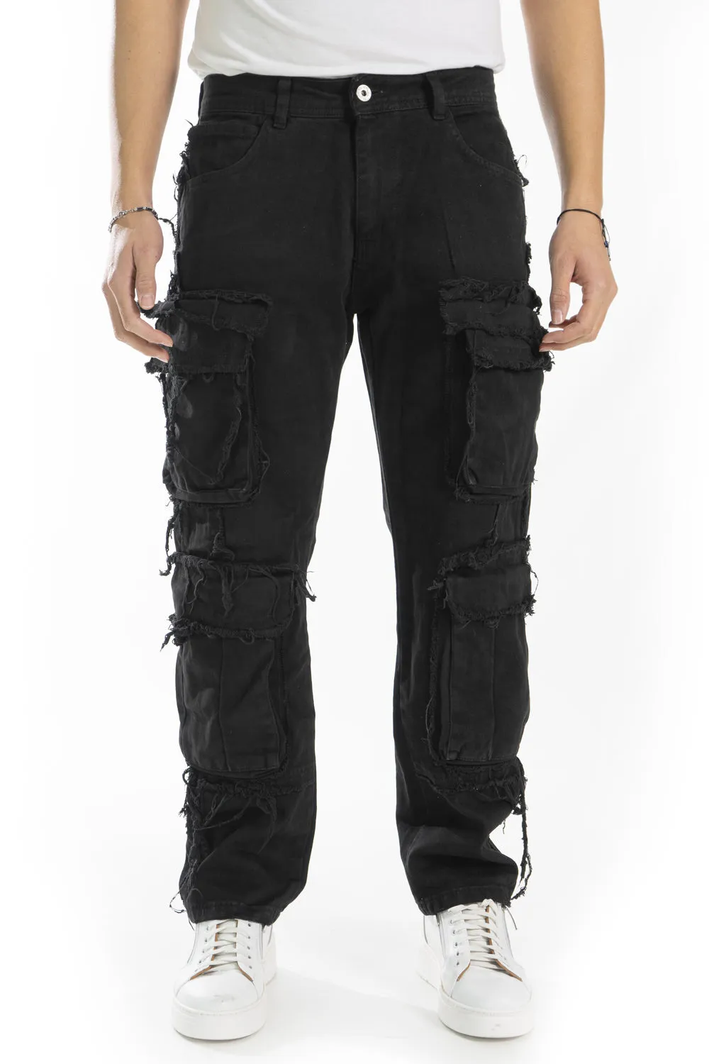 Jeans Uomo Cargo Sfrangiato Con tasconi Art. JS439