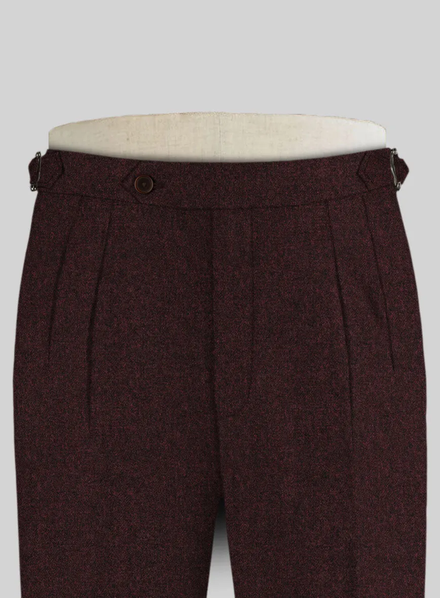 Light Weight Melange Wine Highland Tweed Trousers