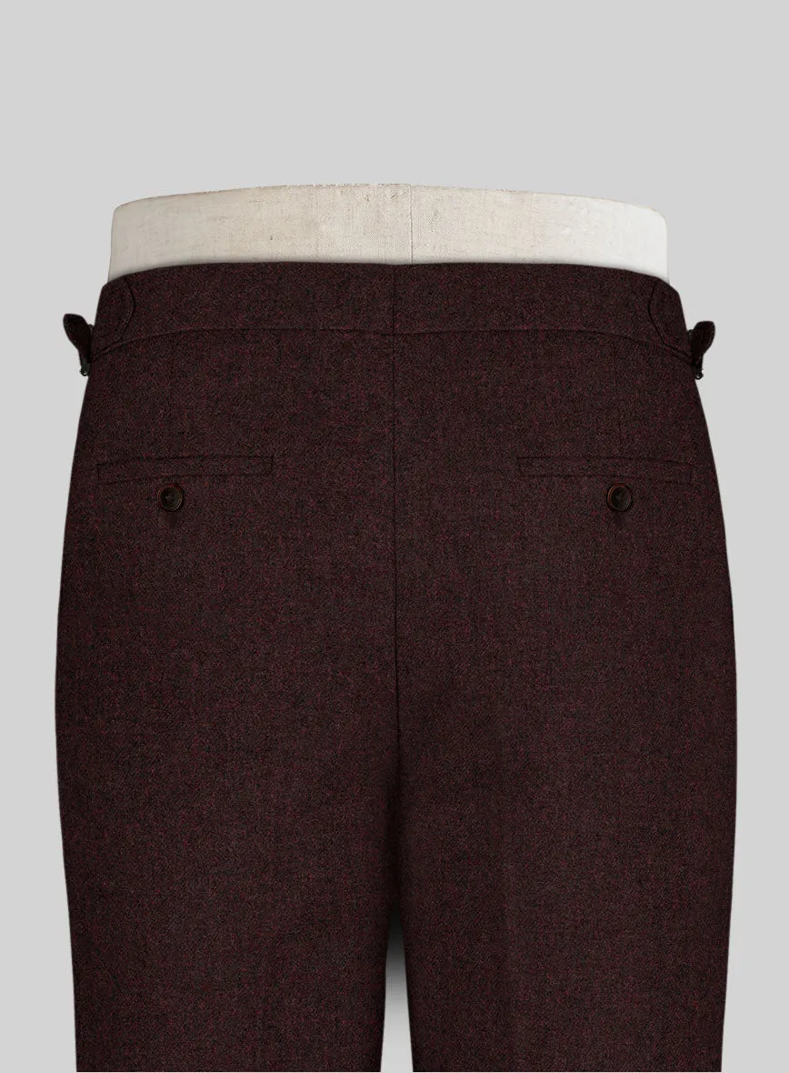 Light Weight Melange Wine Highland Tweed Trousers